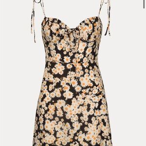 Realisation Par Devon sunflower mini silk Floral Dress
